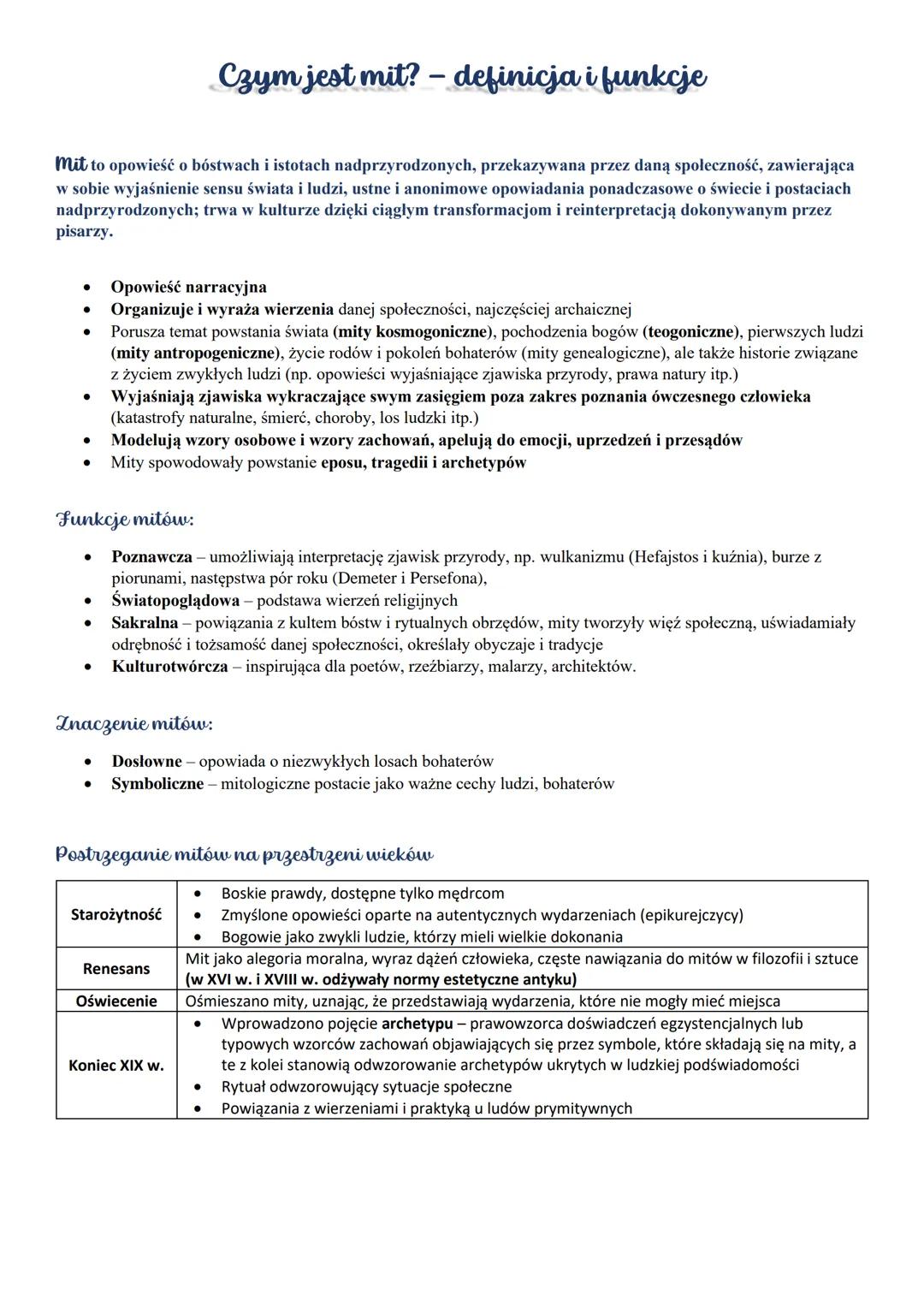 
<p>Mit to opowieść o bóstwach i istotach nadprzyrodzonych, przekazywana przez daną społeczność, zawierająca w sobie wyjaśnienie sensu świat