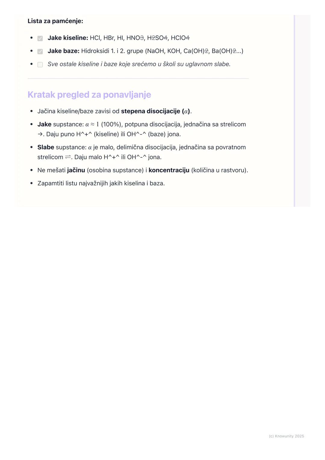 # Jačina kiselina i baza

Uvod u jačinu kiselina i baza

Nisu sve kiseline i baze iste. Na primer, hlorovodonična kiselina (HCI) u želucu
je