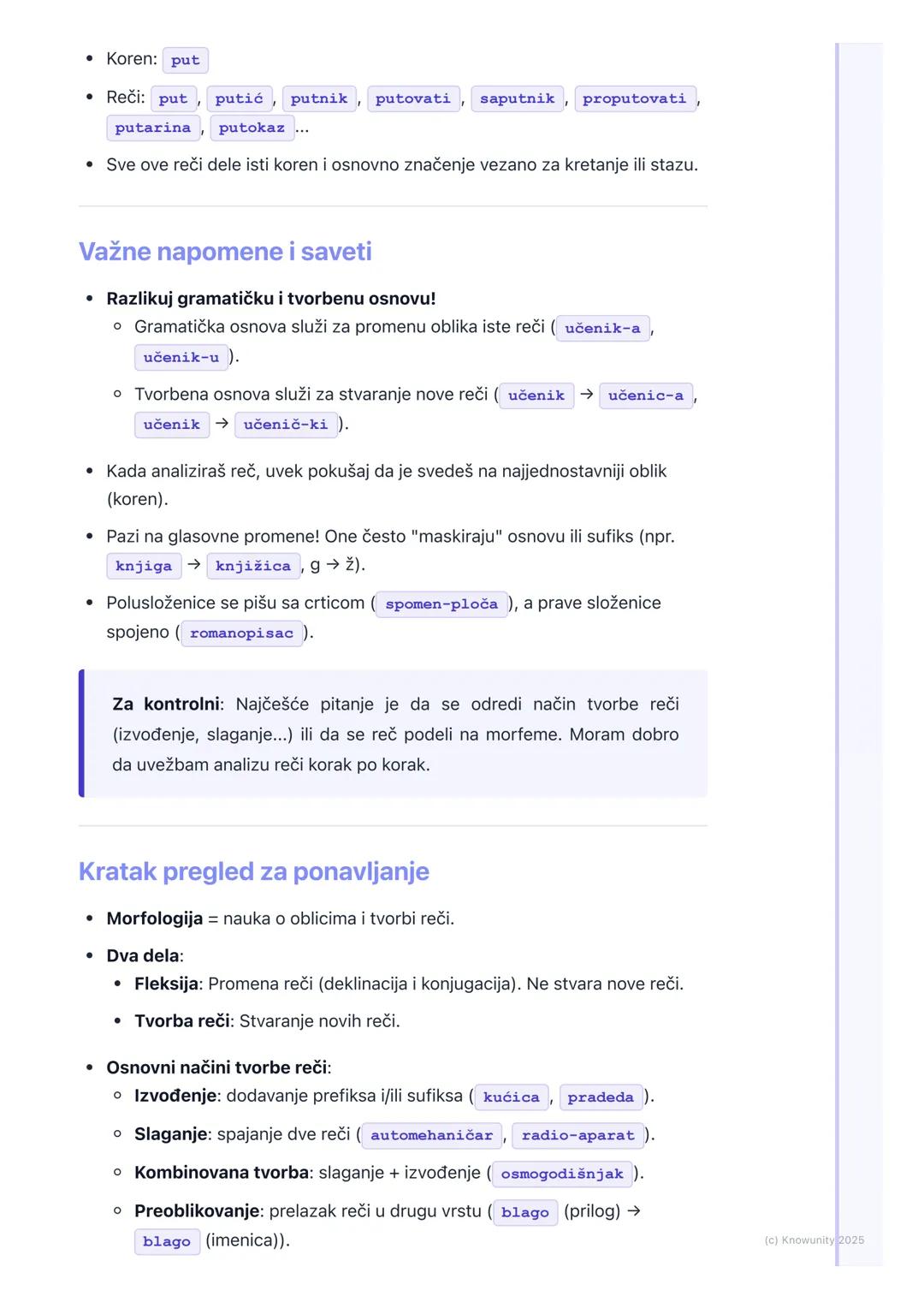 # Morfologija (Oblici reči i
Tvorba reči)

Uvod u morfologiju

Morfologija je deo gramatike koji proučava oblike reči i procese njihove
tvor