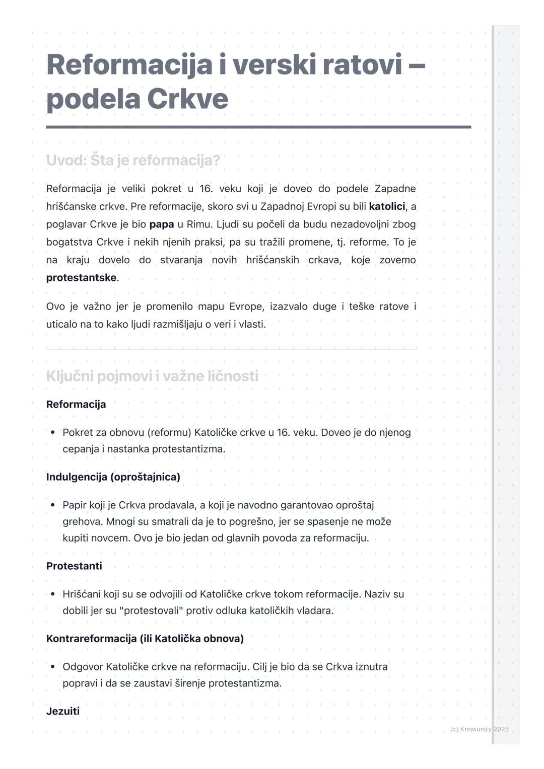 Reformacija i verski ratovi – podela Crkve