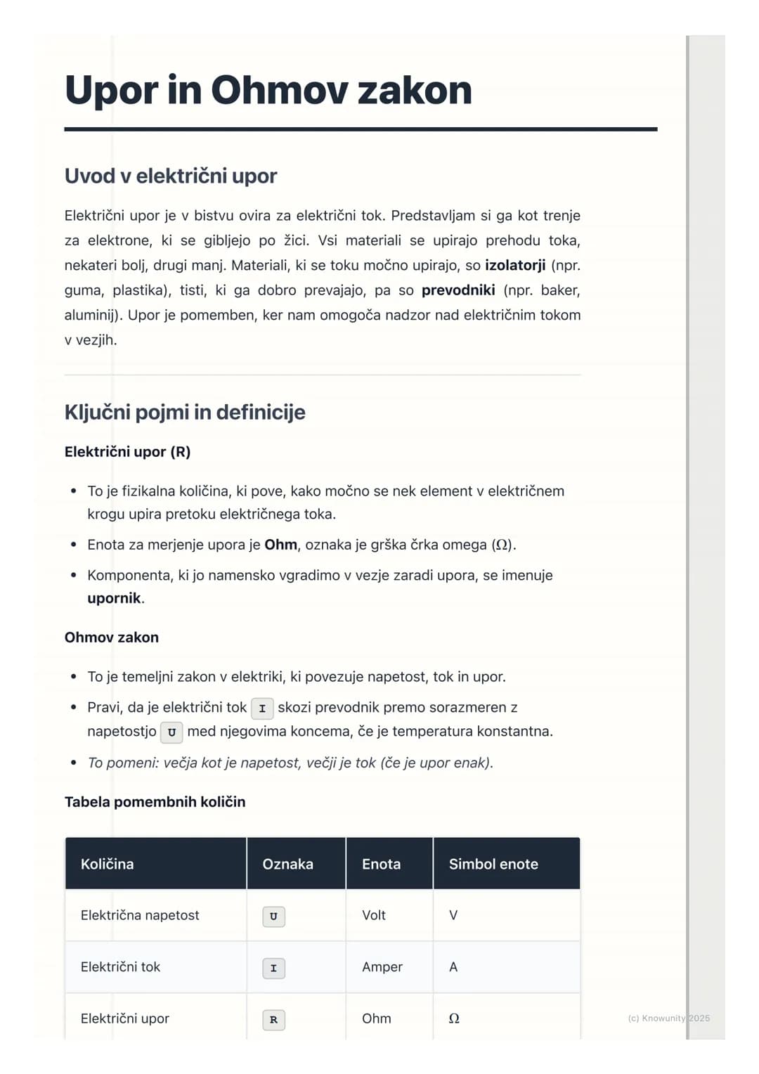 # Upor in Ohmov zakon

Uvod v električni upor

Električni upor je v bistvu ovira za električni tok. Predstavljam si ga kot trenje
za elektro
