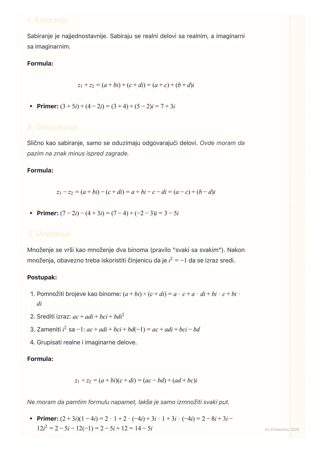 # Operacije sa kompleksnim
brojevima

Uvod u operacije sa kompleksnim brojevima

Kao i sa realnim brojevima, sa kompleksnim brojevima takođe