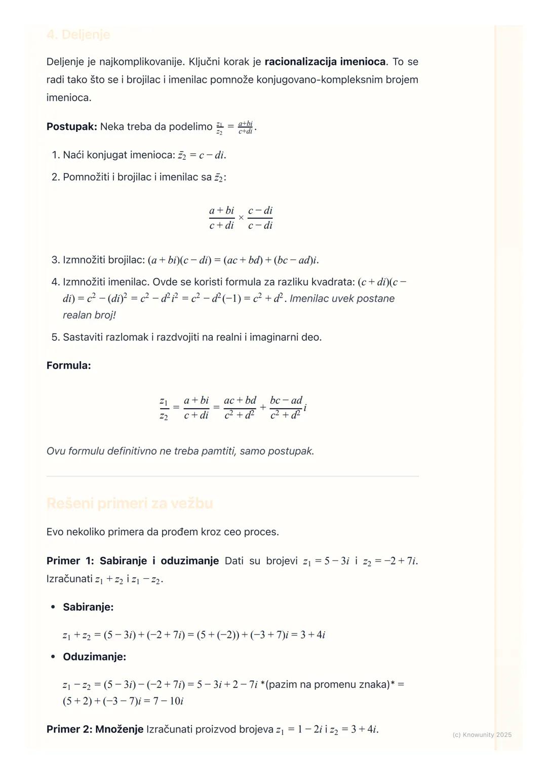 # Operacije sa kompleksnim
brojevima

Uvod u operacije sa kompleksnim brojevima

Kao i sa realnim brojevima, sa kompleksnim brojevima takođe
