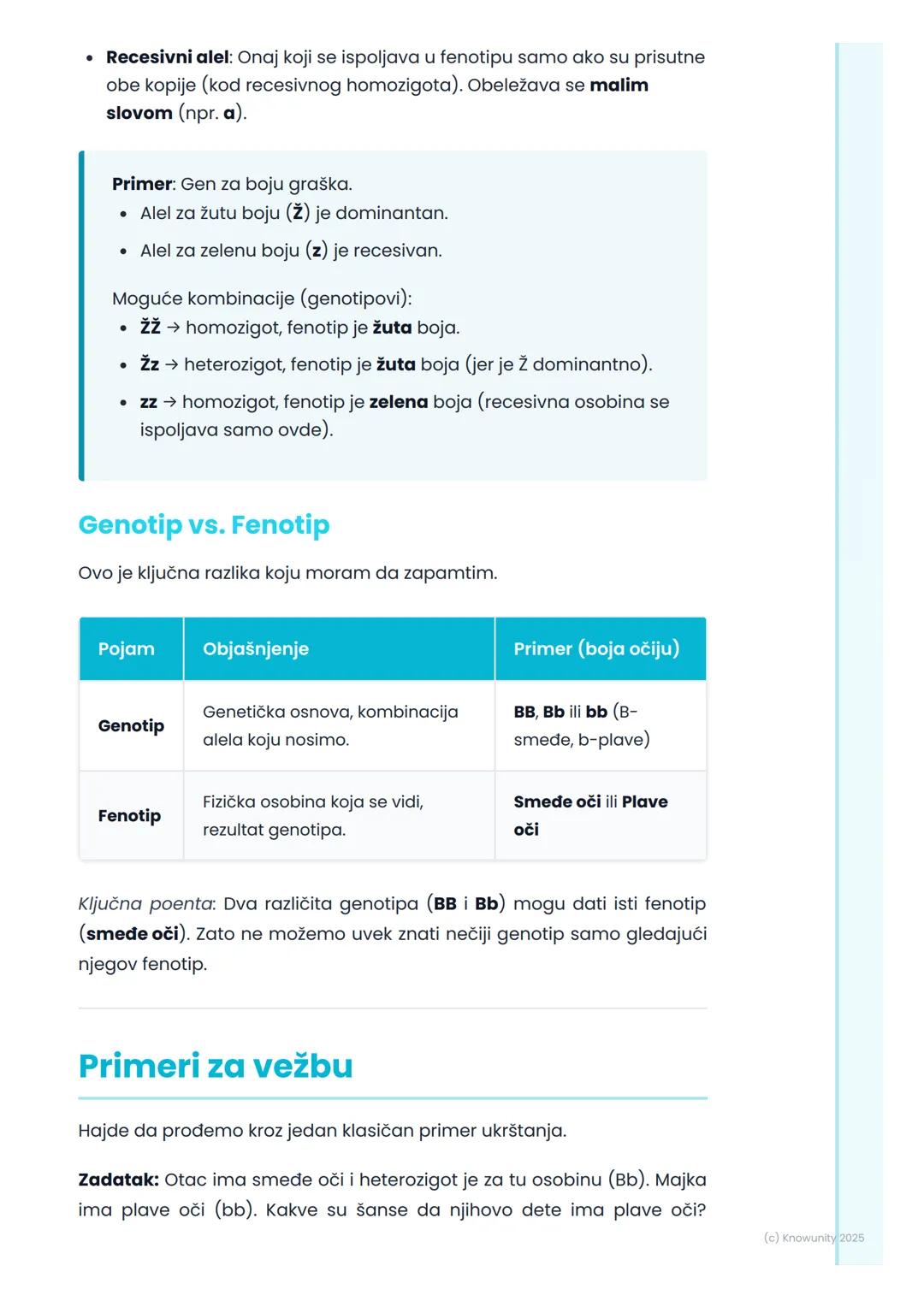 # Osnovni pojmovi genetike

## Uvod u osnovne pojmove genetike

Genetika je nauka o nasleđivanju i promenljivosti (varijabilnosti)
osobina k