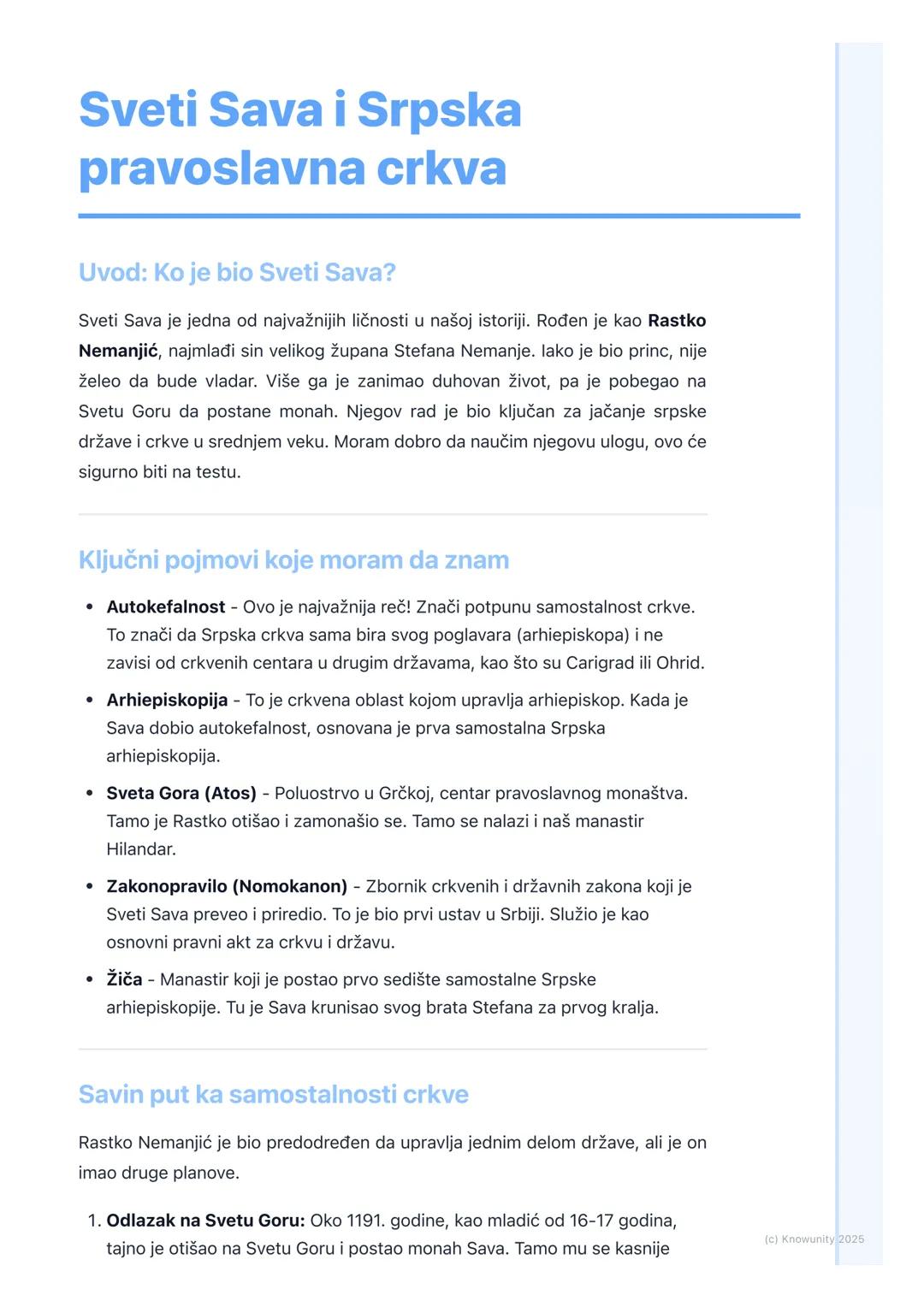 Sveti Sava i Srpska pravoslavna crkva