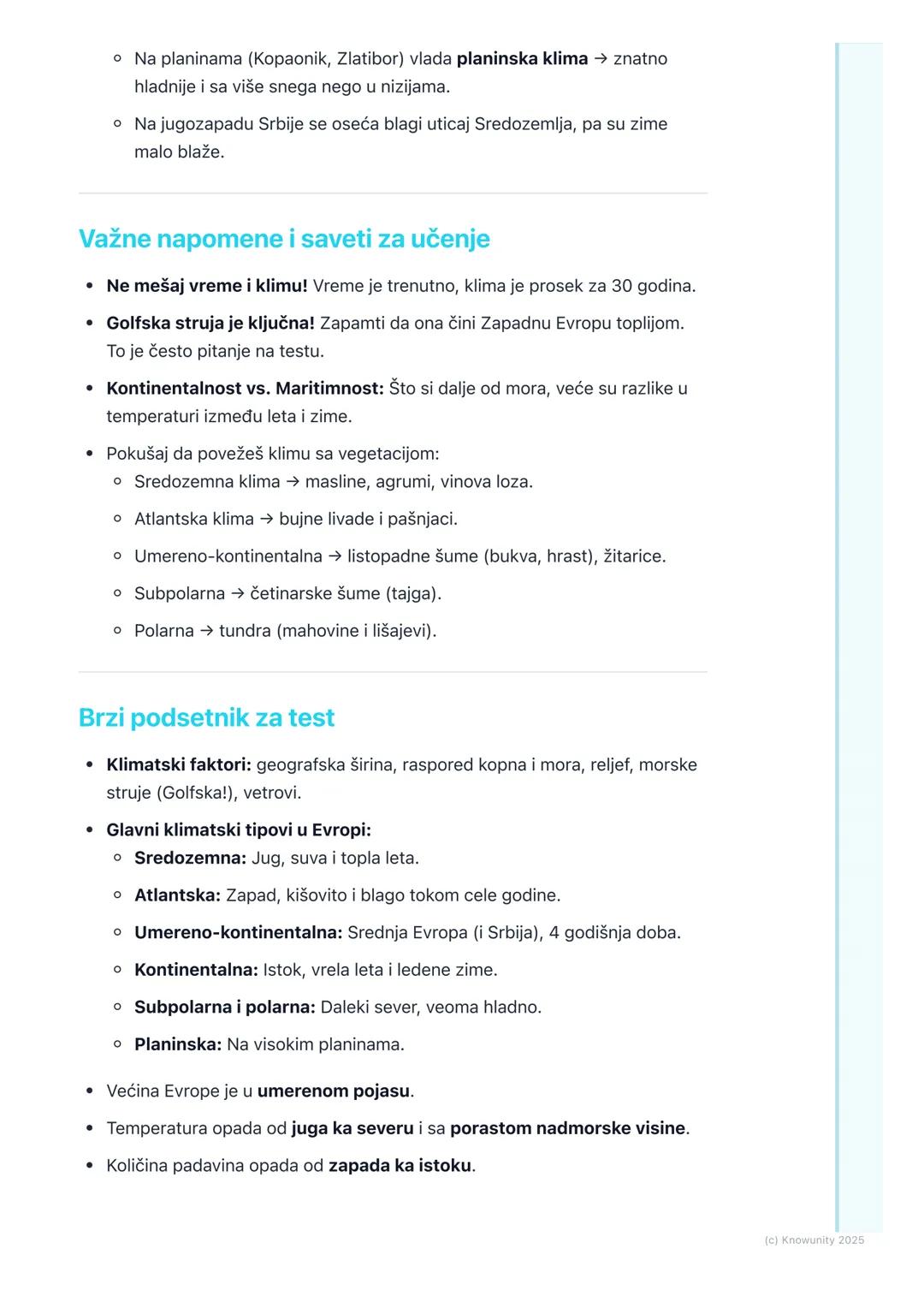 # Klima Evrope

## Uvod u klimu Evrope

Klima predstavlja prosečno stanje vremena na nekom području u dužem
vremenskom periodu (obično 30 go