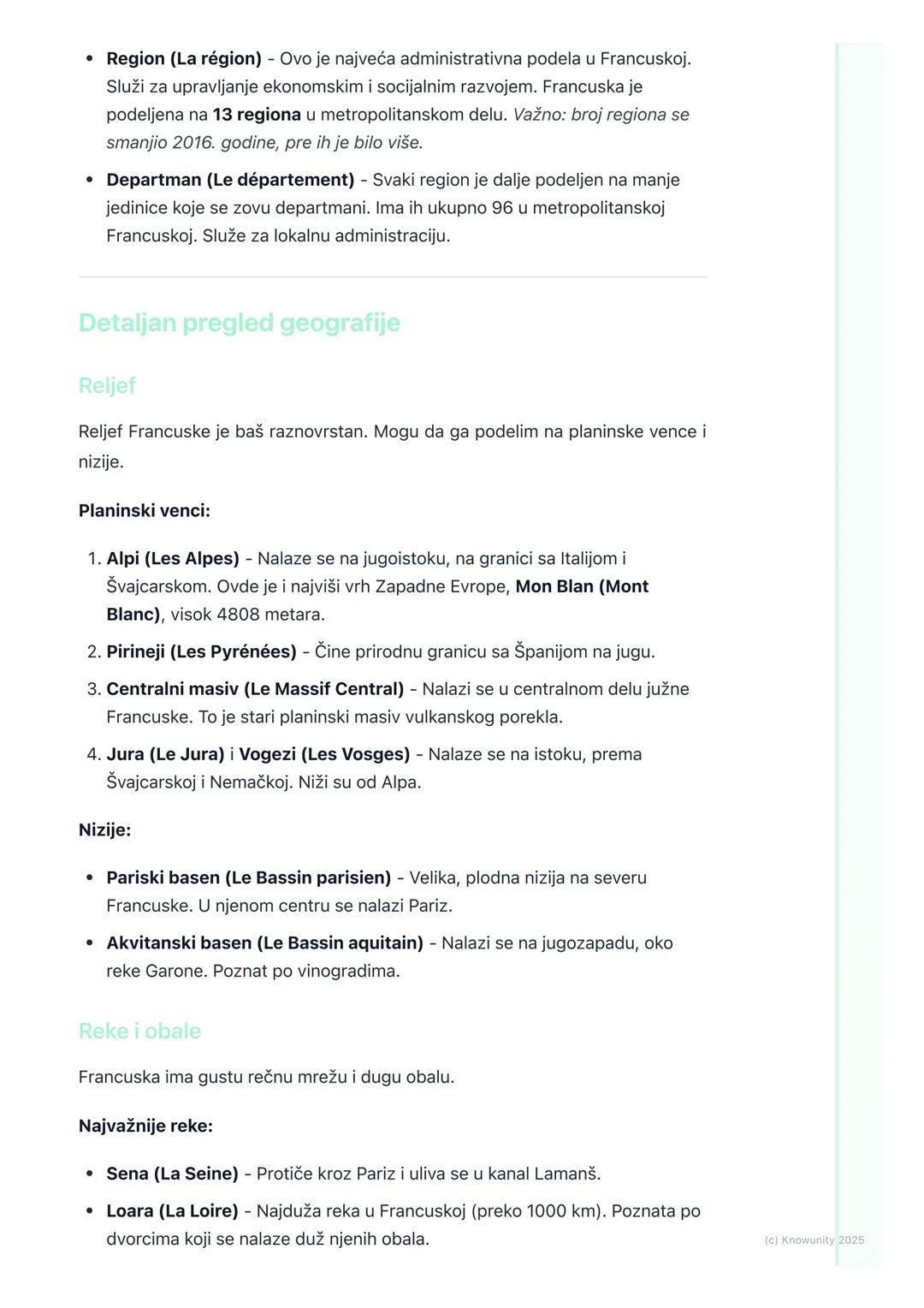 # Geografija i regioni Francuske

Uvod i opšte karakteristike.

Francuska se nalazi u Zapadnoj Evropi i jedna je od najvećih i najvažnijih
z