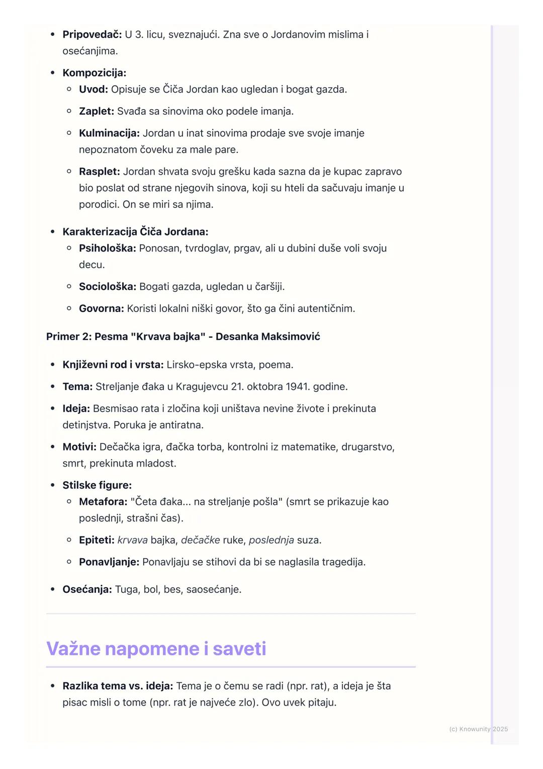 # Analiza književnih dela

## Uvod u analizu dela

Analiza književnog dela nije samo prepričavanje onoga što se desilo. To je kao
da smo det