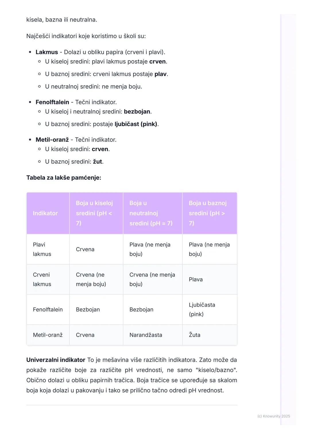 # pH-skala i indikatori

Uvod i značaj

pH-skala je način da izmerimo koliko je neki vodeni rastvor kiseo ili bazan.
Nije dovoljno reći da j