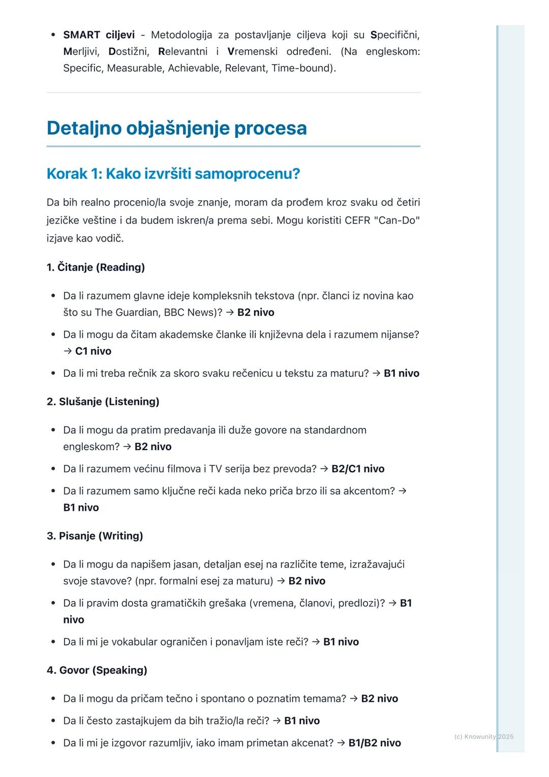# Samoprocena i postavljanje
ciljeva

Uvod u samoprocenu i postavljanje
ciljeva

Samoprocena je ključna veština za samostalno učenje, pogoto