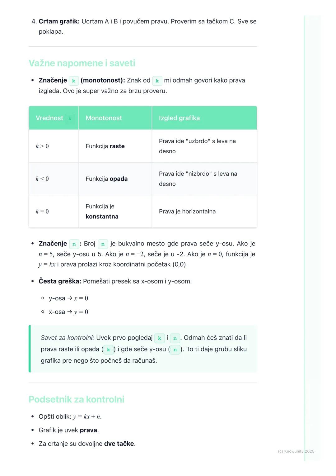 # Grafik linearne funkcije

Grafik linearne funkcije - osnovno

Linearna funkcija ima opšti oblik y = kx + n. Njen grafik je uvek prava lini
