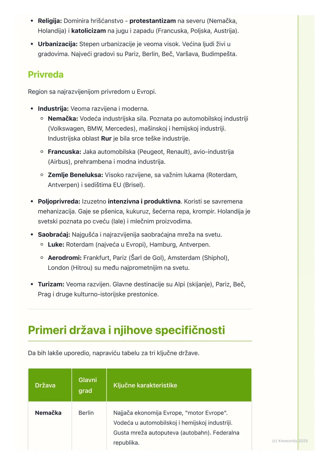 # Opšte karakteristike Zapadne i
Srednje Evrope

Uvod i položaj regiona

Zapadna i Srednja Evropa obuhvataju države koje se nalaze u središn