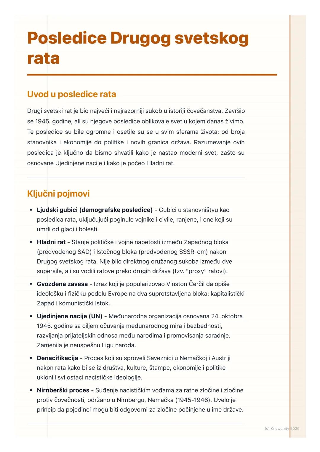 # Posledice Drugog svetskog
rata

Uvod u posledice rata

Drugi svetski rat je bio najveći i najrazorniji sukob u istoriji čovečanstva. Završ