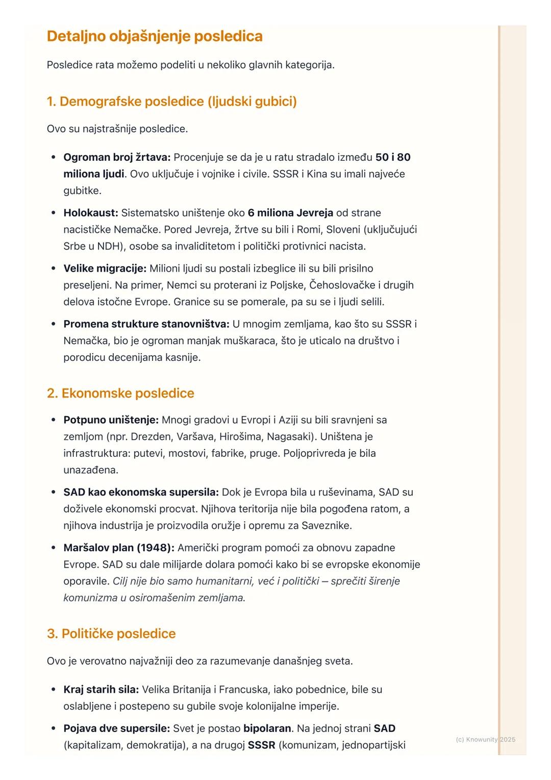 # Posledice Drugog svetskog
rata

Uvod u posledice rata

Drugi svetski rat je bio najveći i najrazorniji sukob u istoriji čovečanstva. Završ