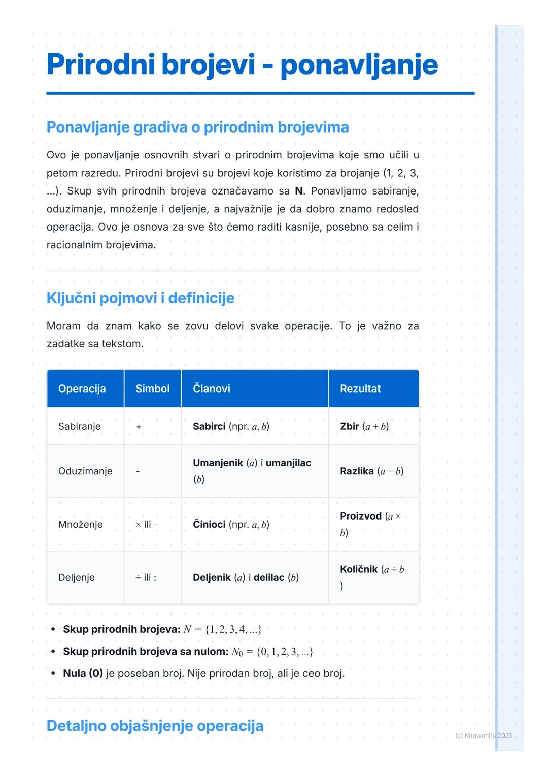 Prirodni brojevi - ponavljanje