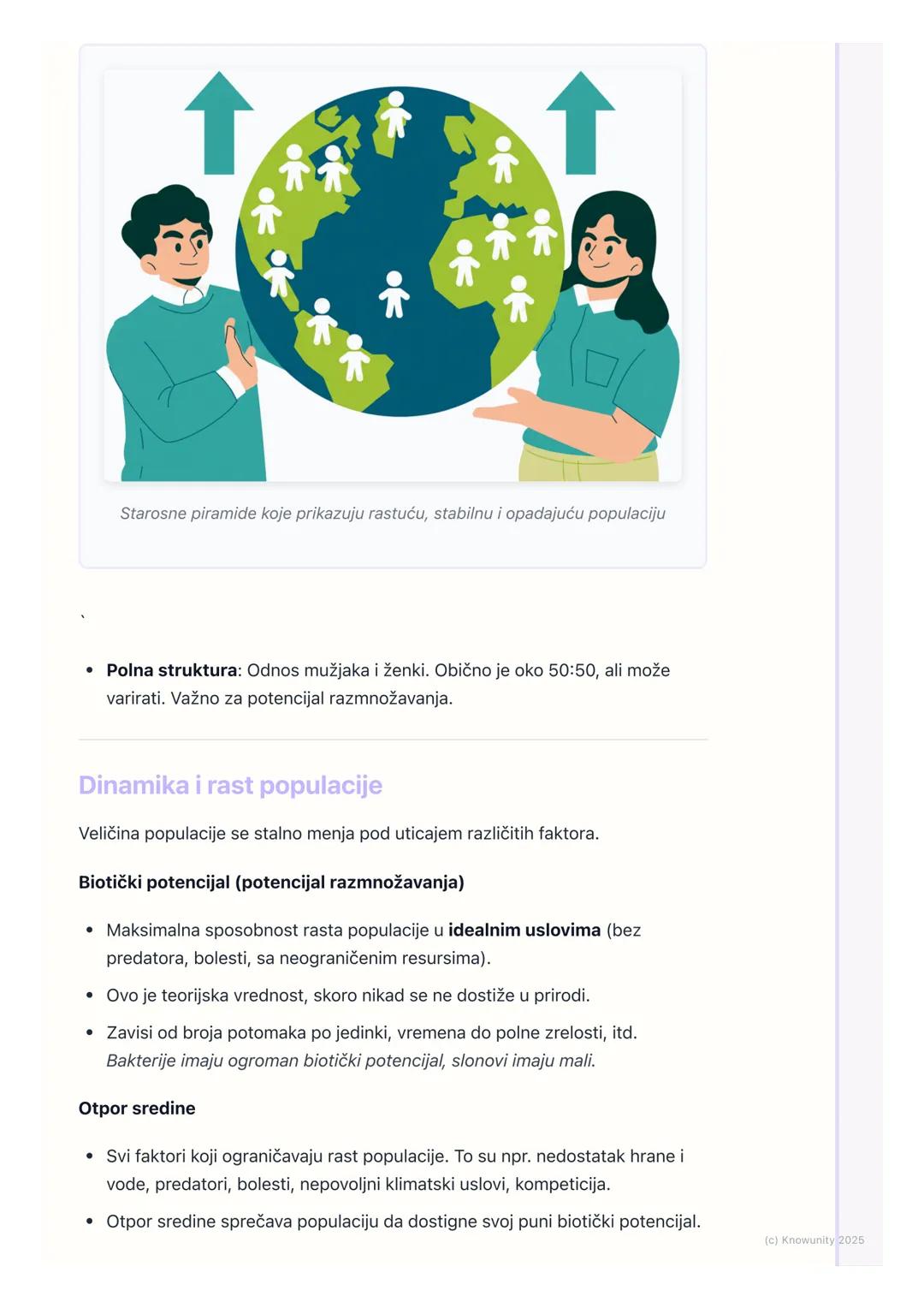 # Populacije

Uvod u populacije

Populacija je grupa jedinki iste vrste koje žive na istom prostoru u isto vreme
i koje su sposobne da se me