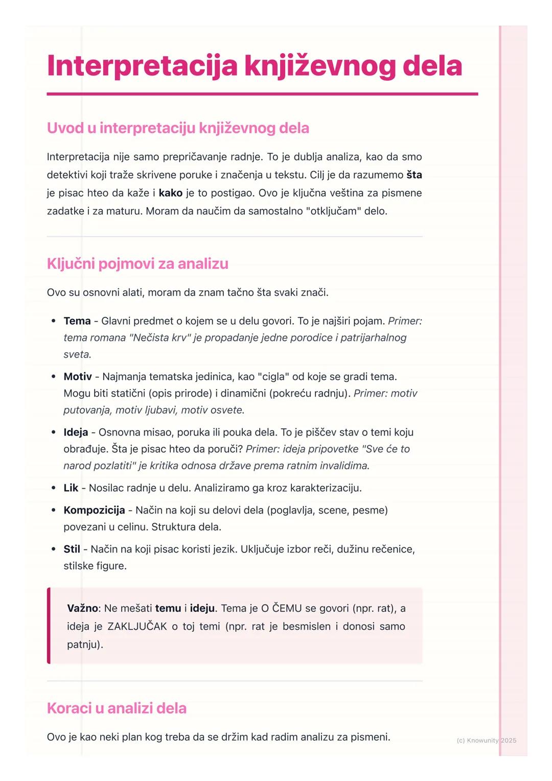 # Interpretacija književnog dela

Uvod u interpretaciju književnog dela

Interpretacija nije samo prepričavanje radnje. To je dublja analiza