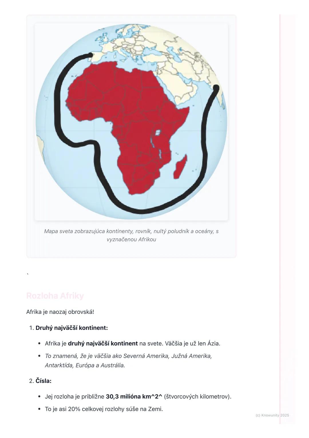 # Poloha a rozloha Afriky

1. Prehľad polohy a rozlohy Afriky

Afrika je jeden z najväčších kontinentov na našej Zemi. Dnes si zopakujeme,
k