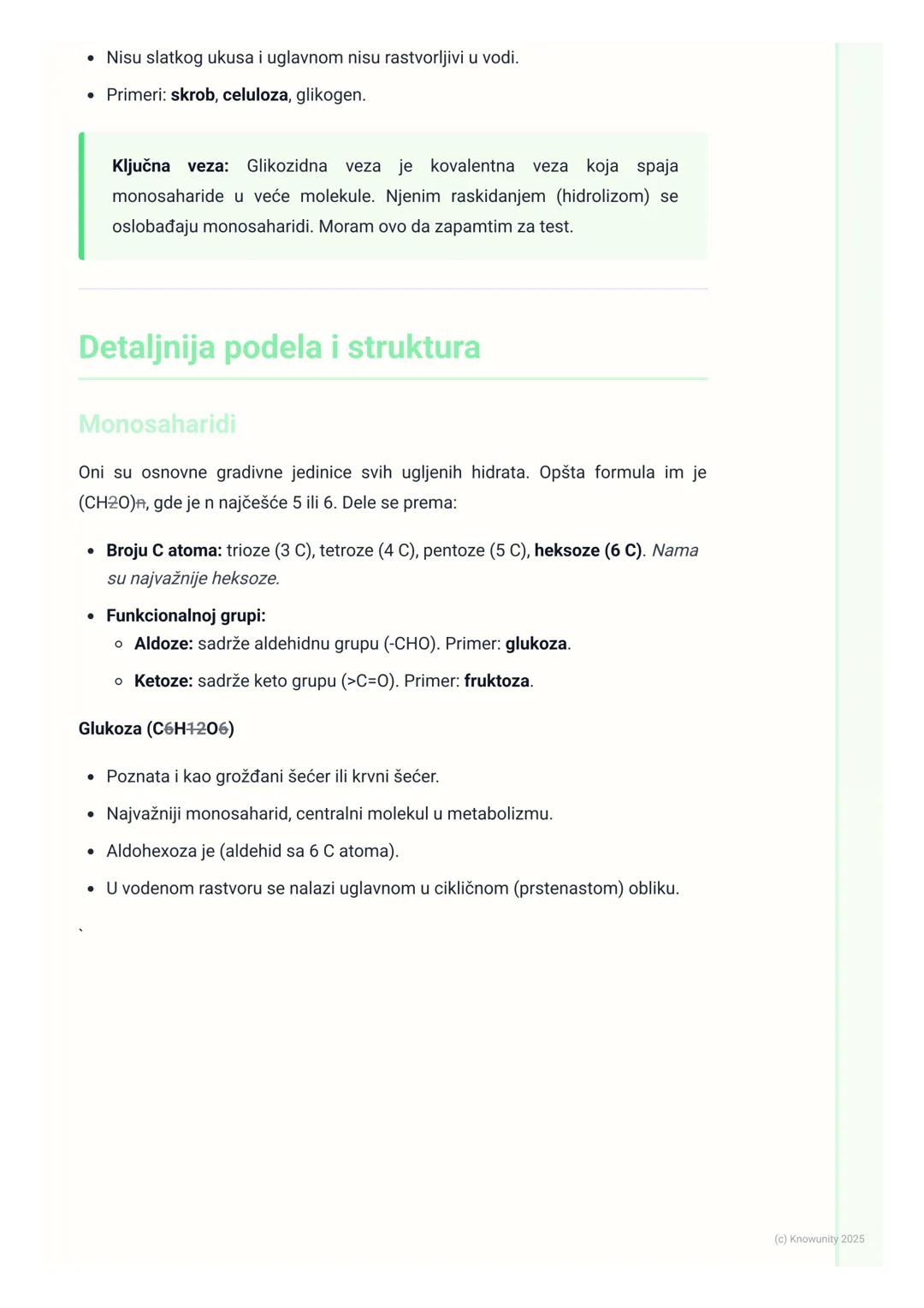 # Ugljeni hidrati (osnovno)

## Uvod i opšte karakteristike

Ugljeni hidrati su jedna od četiri glavne klase biološki važnih organskih jedin