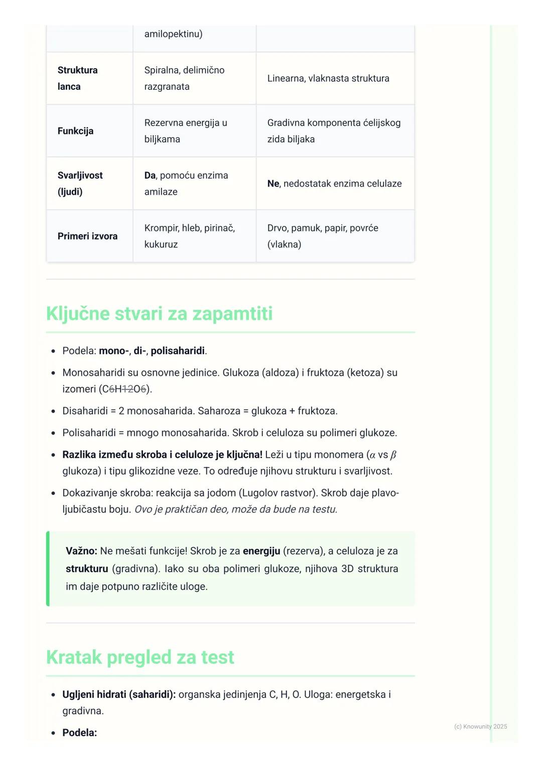# Ugljeni hidrati (osnovno)

## Uvod i opšte karakteristike

Ugljeni hidrati su jedna od četiri glavne klase biološki važnih organskih jedin