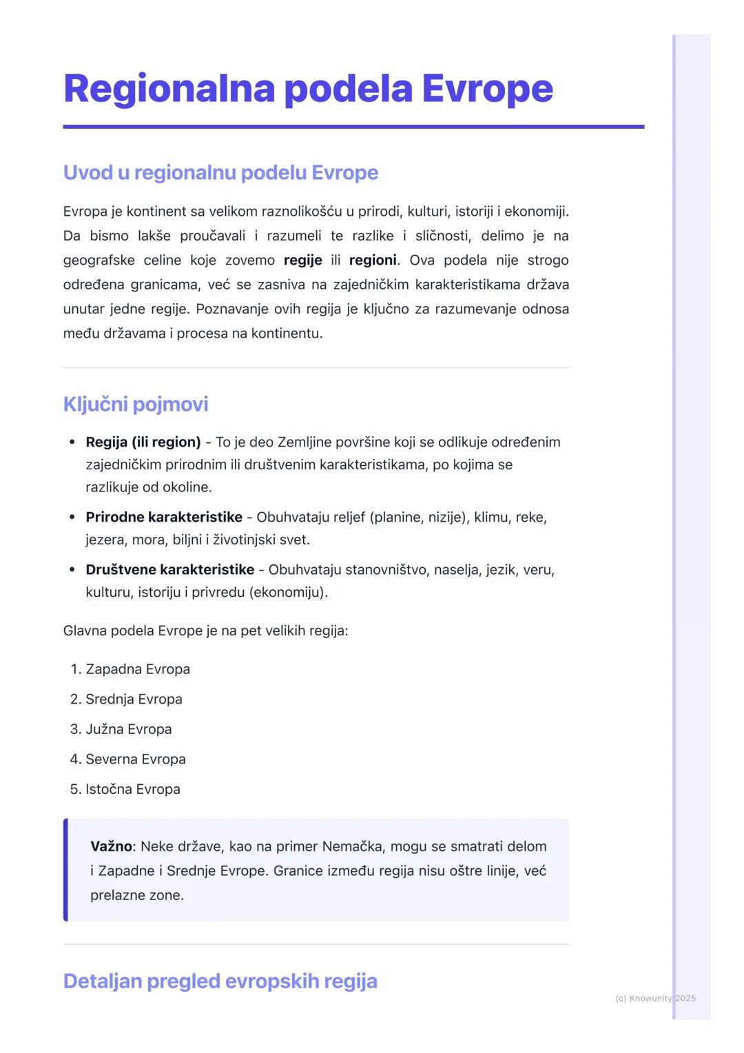 # Regionalna podela Evrope

Uvod u regionalnu podelu Evrope

Evropa je kontinent sa velikom raznolikošću u prirodi, kulturi, istoriji i ekon