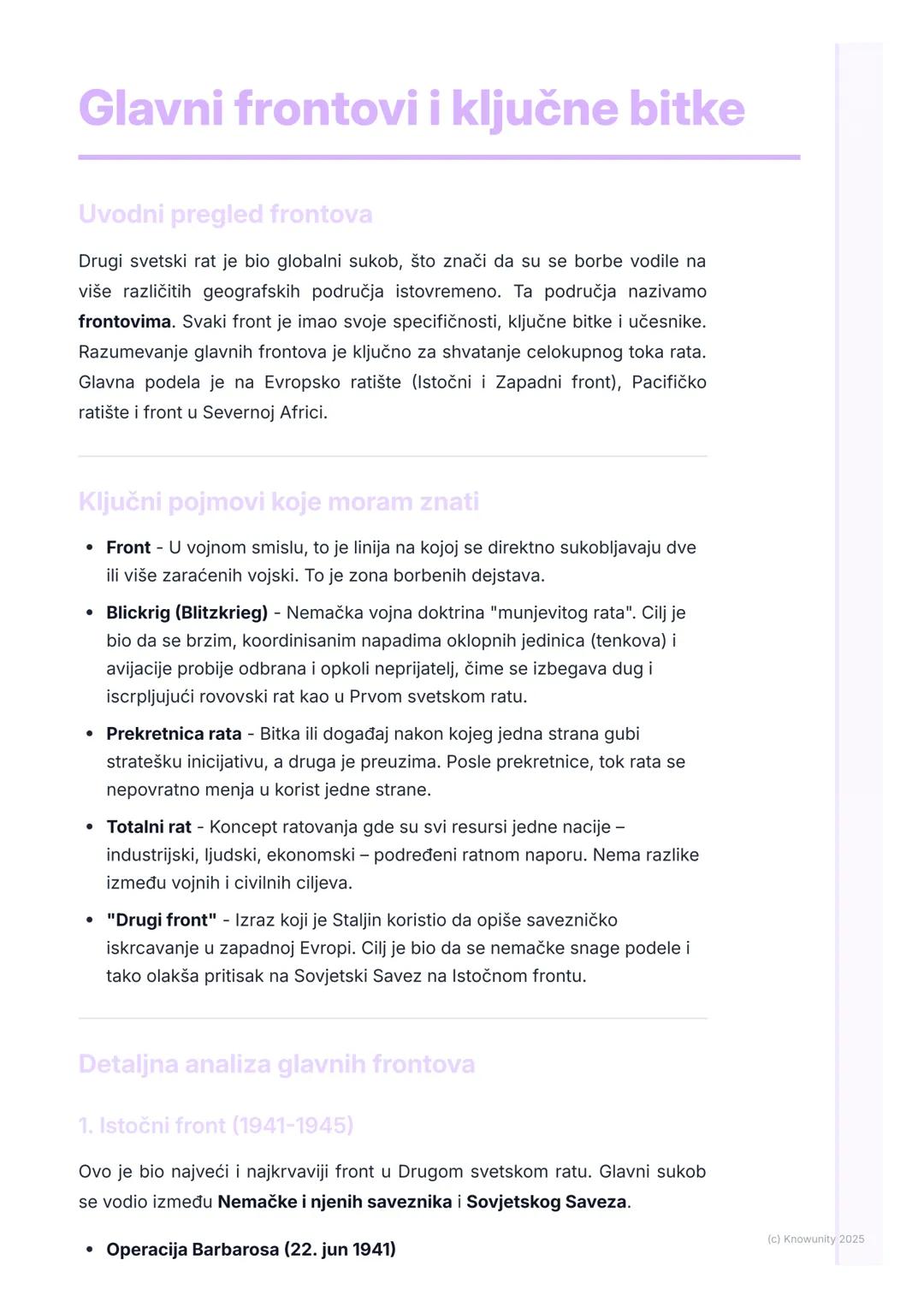 # Glavni frontovi i ključne bitke

Uvodni pregled frontova

Drugi svetski rat je bio globalni sukob, što znači da su se borbe vodile na
više