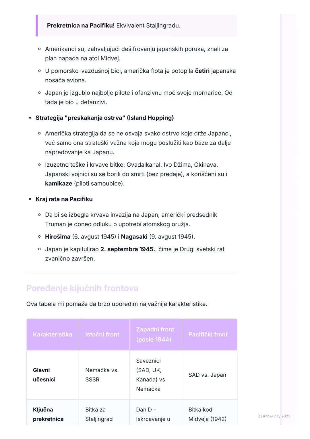 # Glavni frontovi i ključne bitke

Uvodni pregled frontova

Drugi svetski rat je bio globalni sukob, što znači da su se borbe vodile na
više