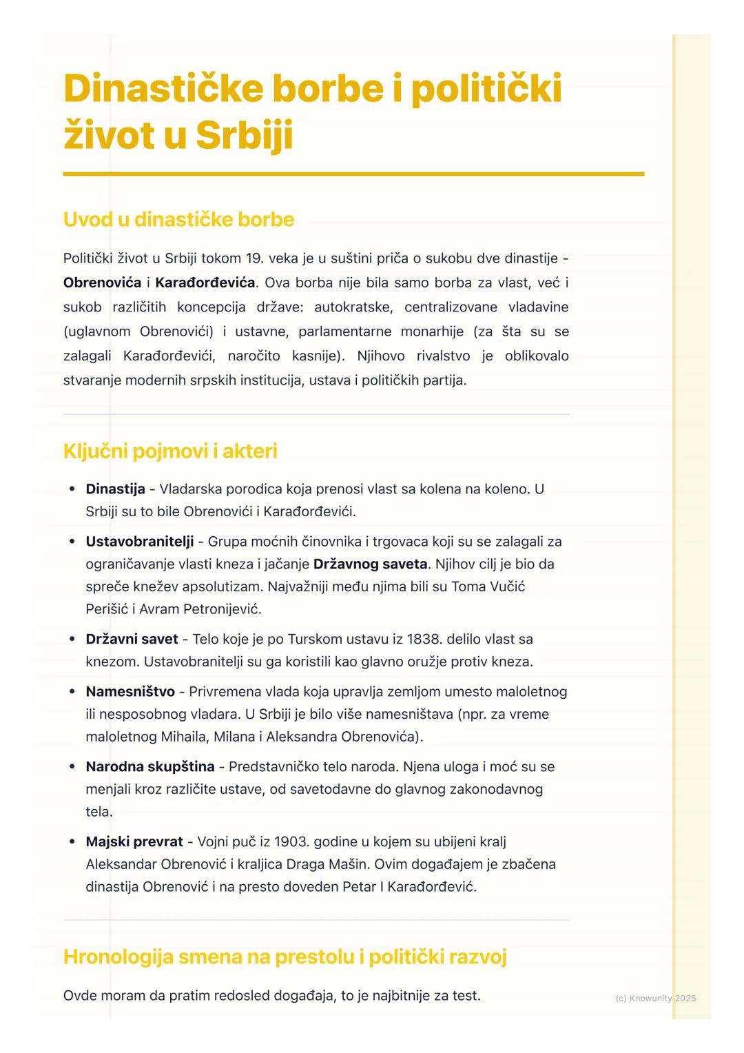 # Dinastičke borbe i politički
život u Srbiji

Uvod u dinastičke borbe

Politički život u Srbiji tokom 19. veka je u suštini priča o sukobu 