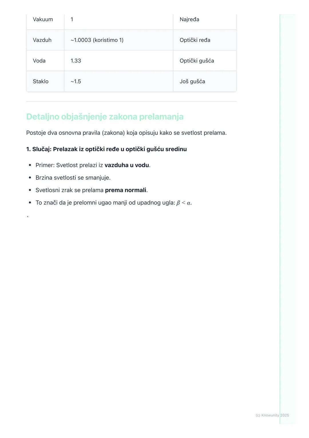 # Prelamanje svetlosti
(refrakcija)

Uvod u prelamanje svetlosti

Prelamanje svetlosti, ili refrakcija, je pojava kada svetlosni zrak menja 