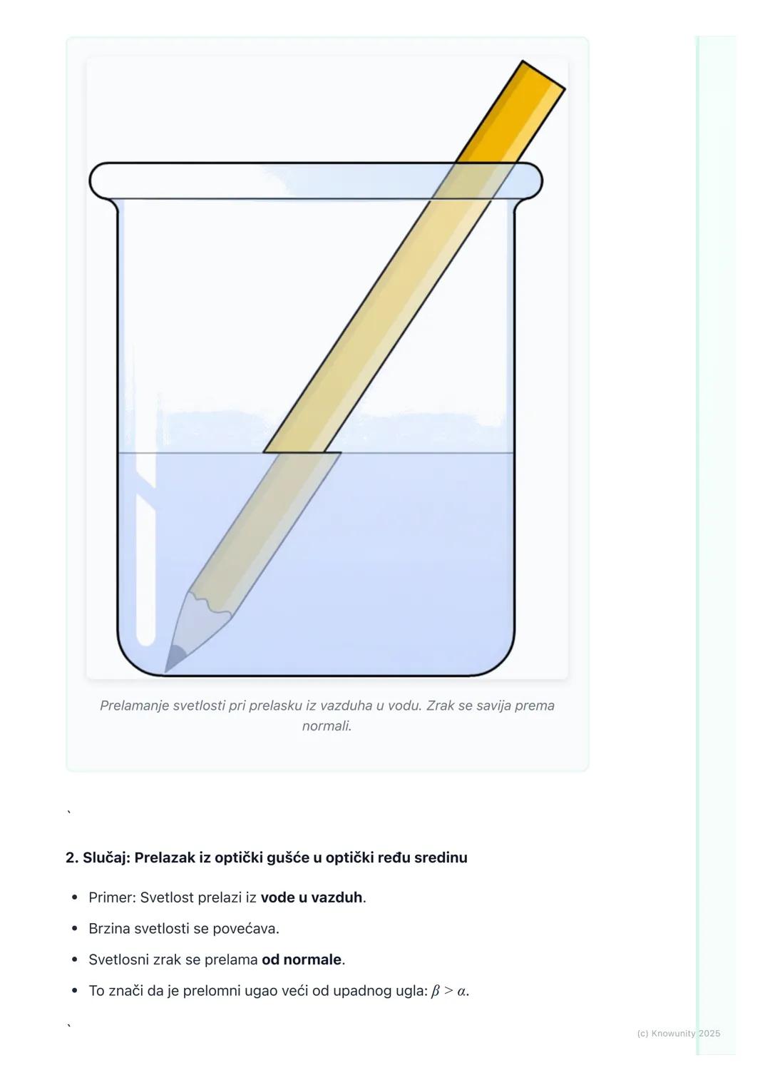 # Prelamanje svetlosti
(refrakcija)

Uvod u prelamanje svetlosti

Prelamanje svetlosti, ili refrakcija, je pojava kada svetlosni zrak menja 