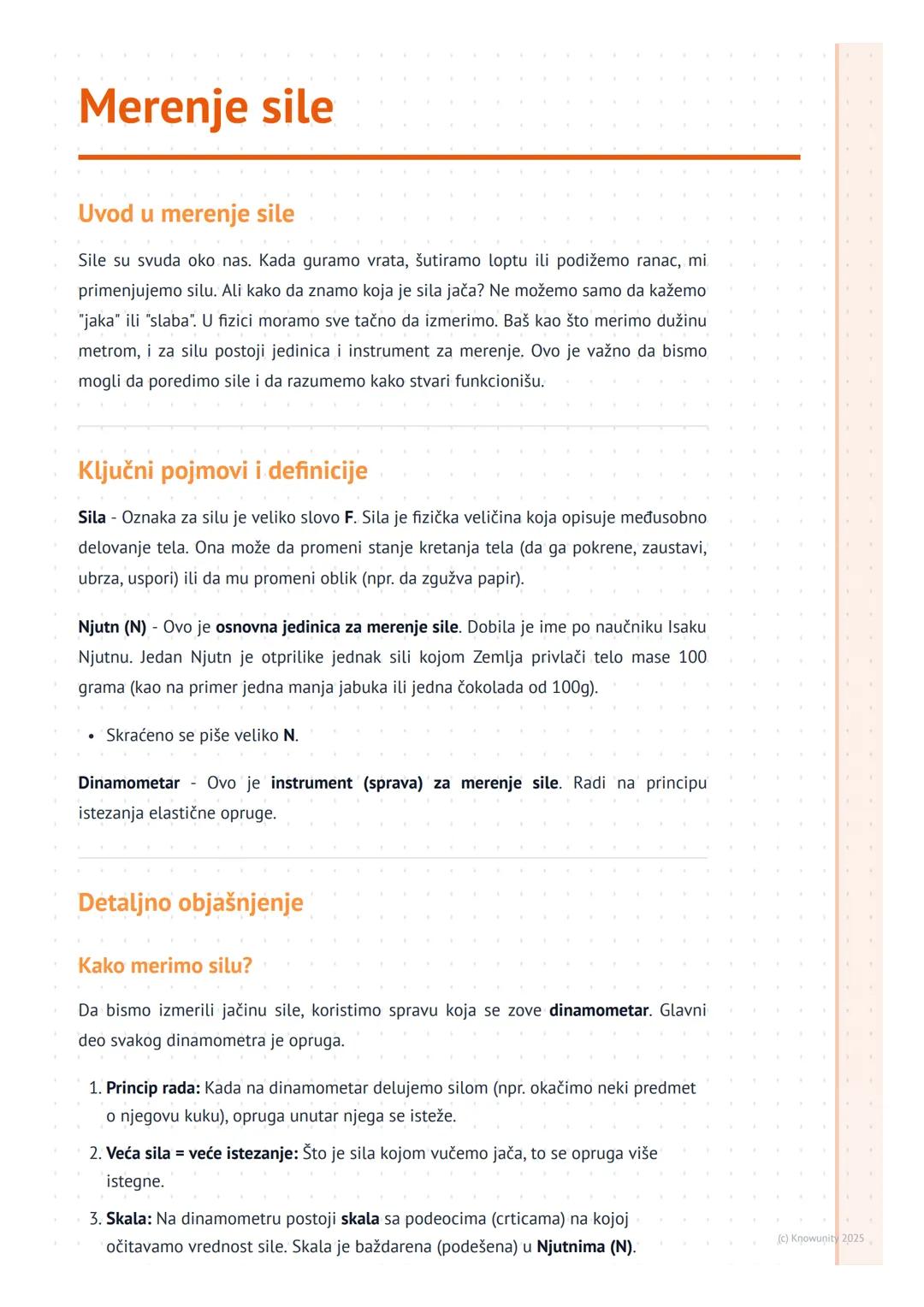 # Merenje sile

Uvod u merenje sile

Sile su svuda oko nas. Kada guramo vrata, šutiramo loptu ili podižemo ranac, mi
primenjujemo silu. Ali 