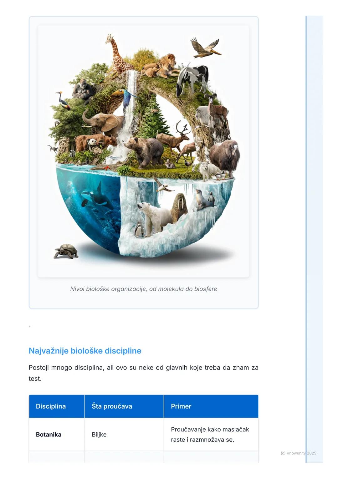 # Šta je biologija?

Uvod u biologiju

Biologija je prirodna nauka koja proučava život i žive organizme. Ime potiče
od dve grčke reči: bios 