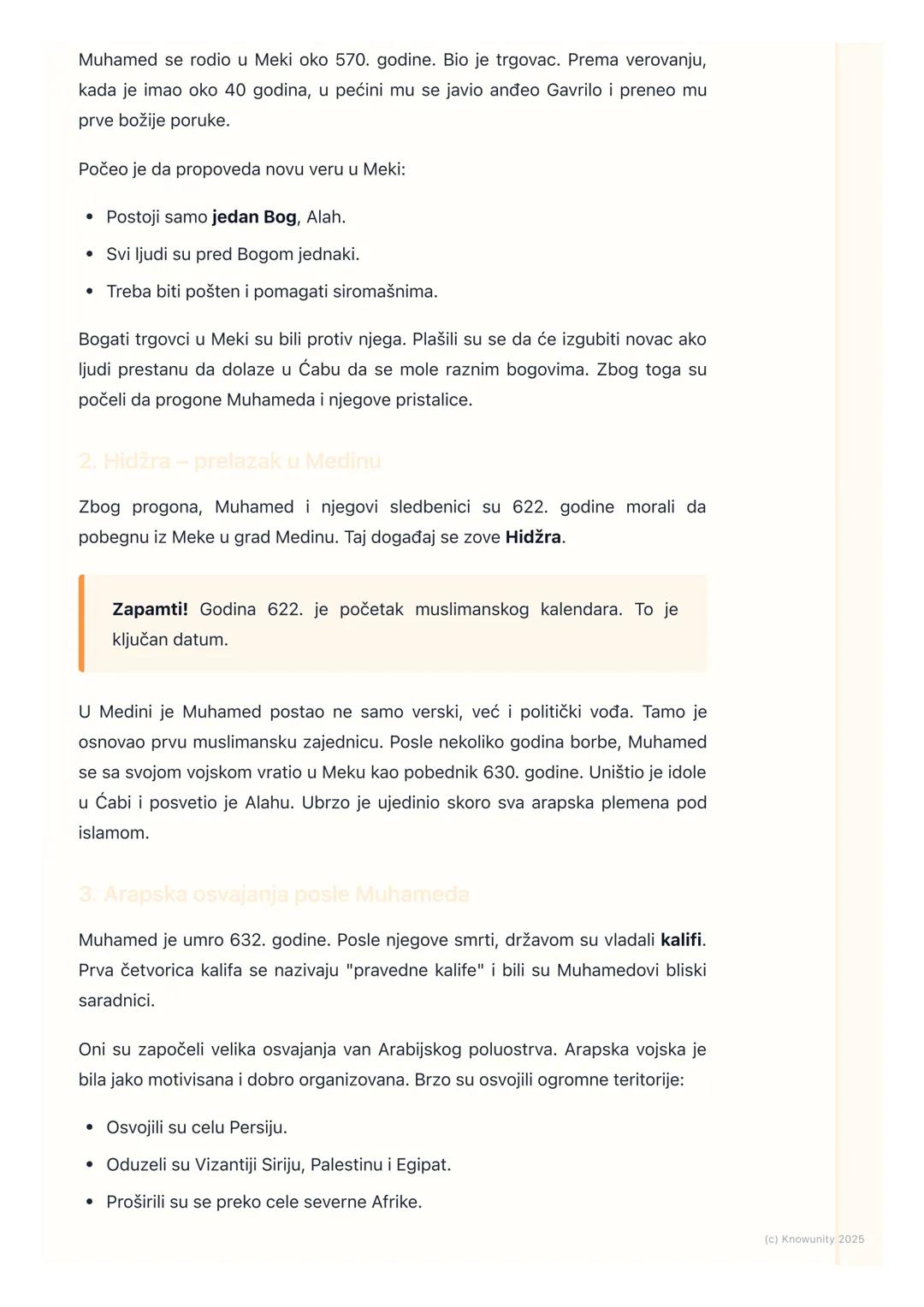 # Nastanak islama i Arapska
osvajanja

Uvod u nastanak islama

Na Arabijskom poluostrvu, gde je uglavnom pustinja, živela su arapska
plemena