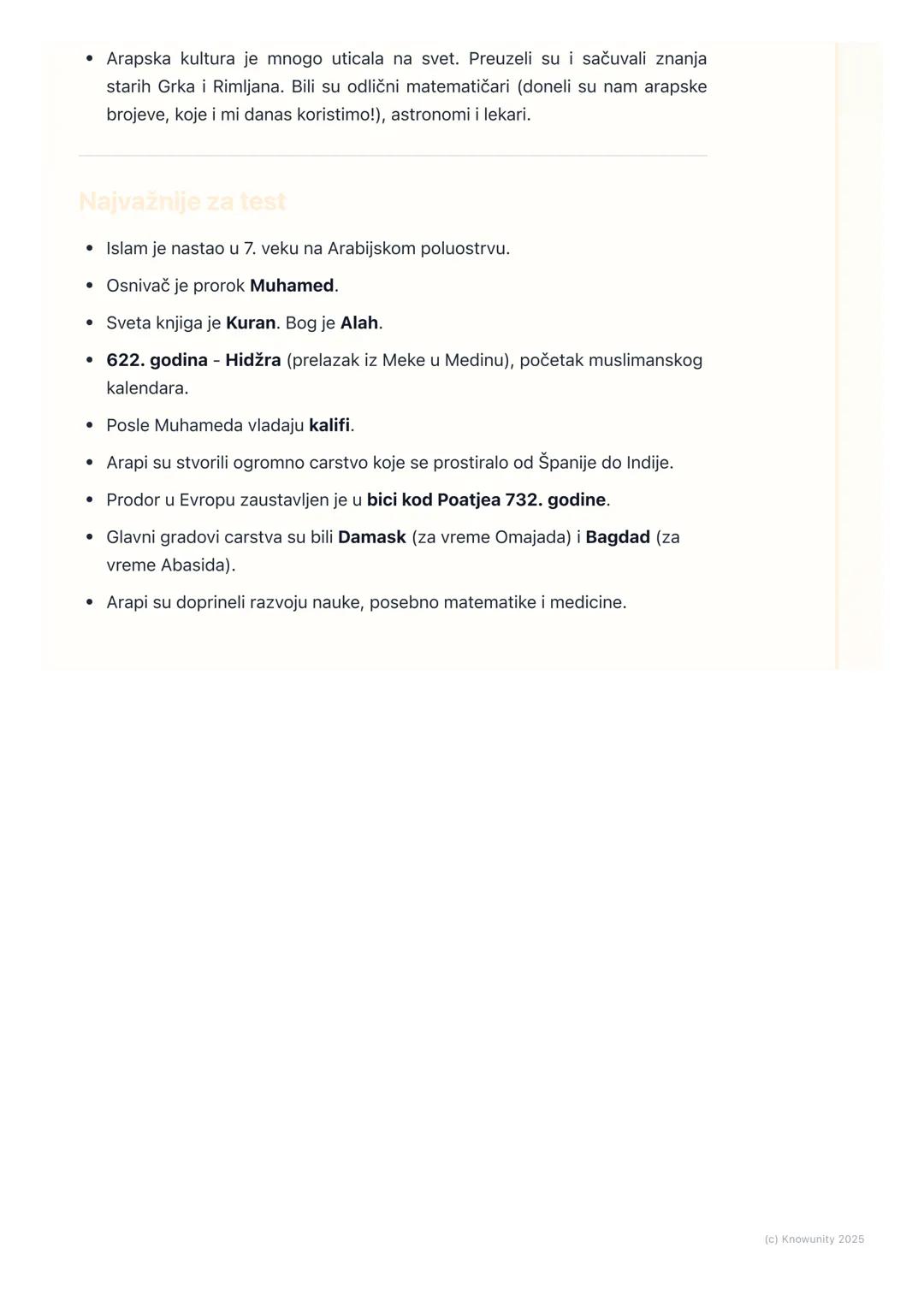 # Nastanak islama i Arapska
osvajanja

Uvod u nastanak islama

Na Arabijskom poluostrvu, gde je uglavnom pustinja, živela su arapska
plemena