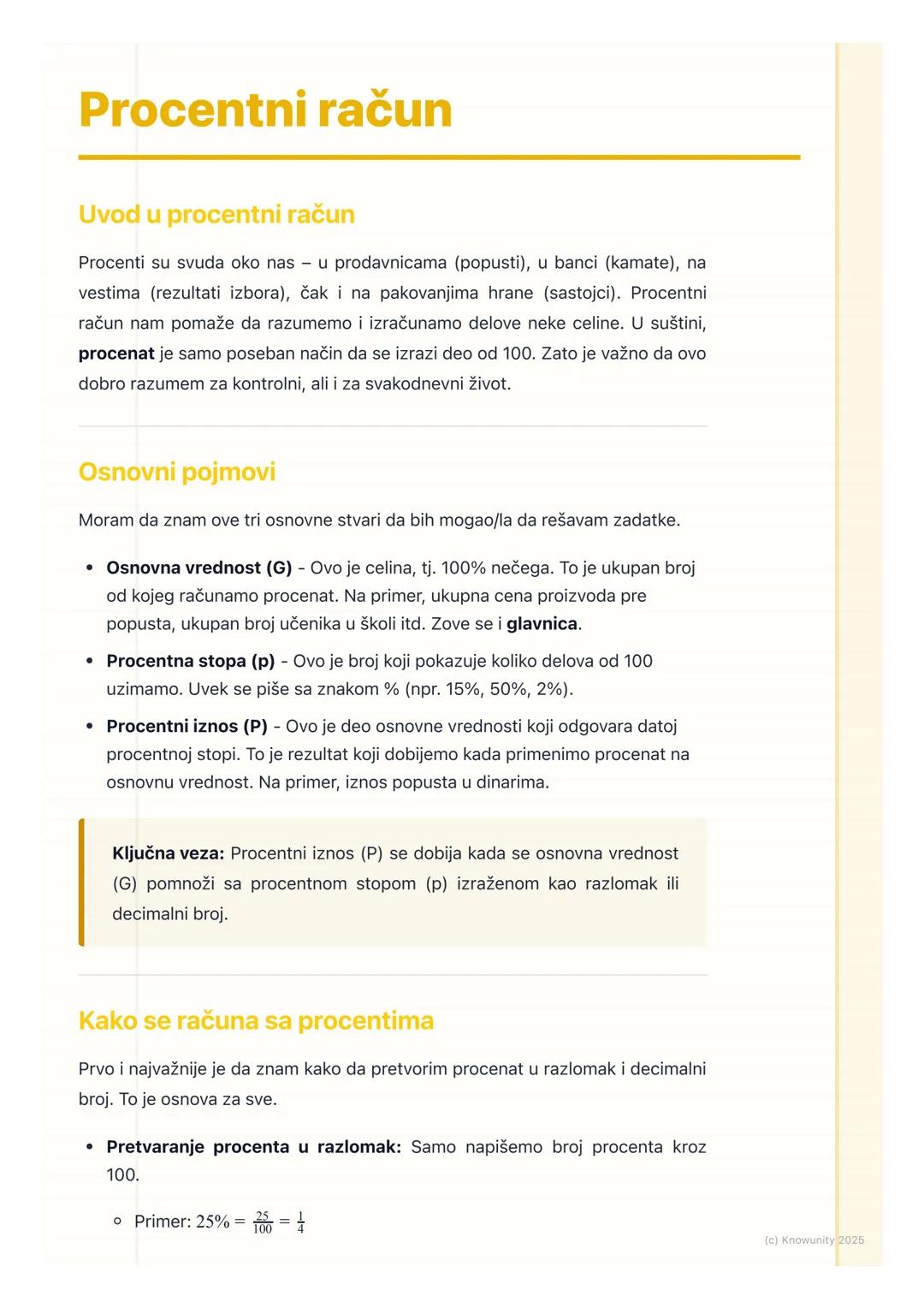 # Procentni račun

Uvod u procentni račun

Procenti su svuda oko nas u prodavnicama (popusti), u banci (kamate), na
vestima (rezultati izbor