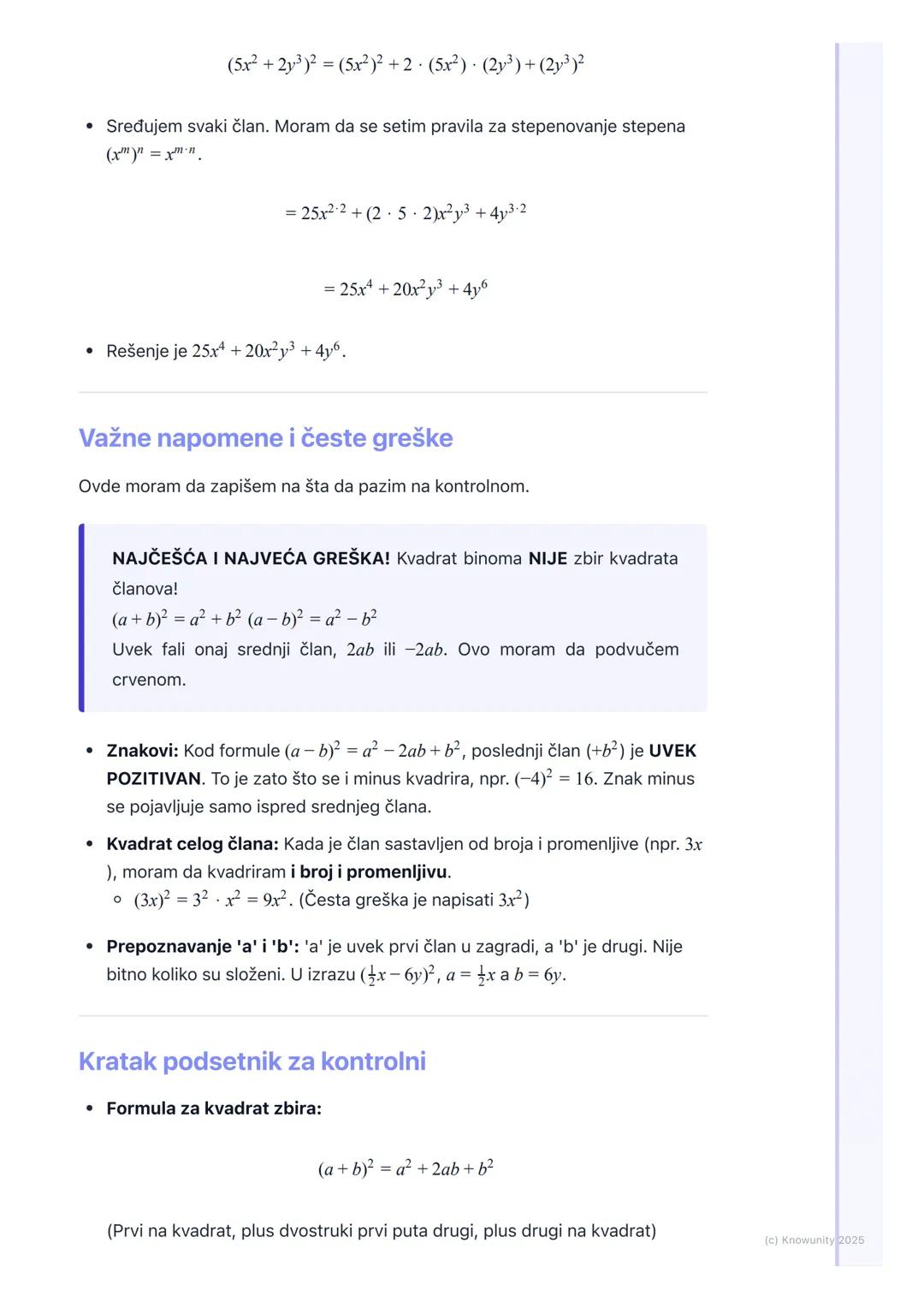 # Kvadrat binoma

Uvod u kvadrat binoma

Kvadrat binoma je jedna od najvažnijih formula u algebri. To je "skraćeni" način
da se izračuna kva