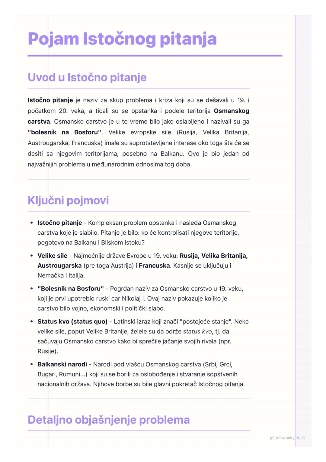 # Pojam Istočnog pitanja

## Uvod u Istočno pitanje

Istočno pitanje je naziv za skup problema i kriza koji su se dešavali u 19. i
početkom 