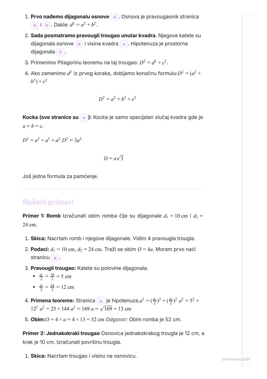 # Primena Pitagorine teoreme

Uvod u primenu Pitagorine teoreme

Pitagorina teorema ($a² + b² = c²$) ne važi samo za rešavanje zadataka sa
p