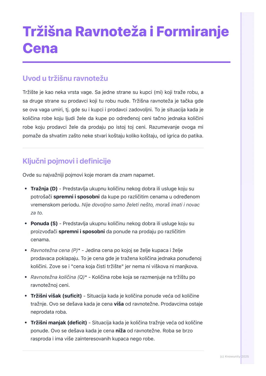 Tržišna Ravnoteža i Formiranje Cena