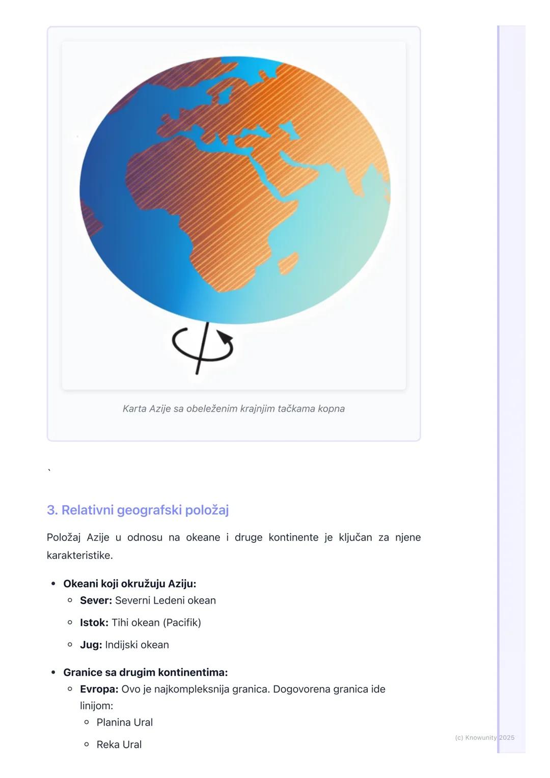 # Geografski položaj, granice i
veličina Azije

Geografski položaj, granice i veličina Azije

Azija je najveći i najnaseljeniji kontinent na