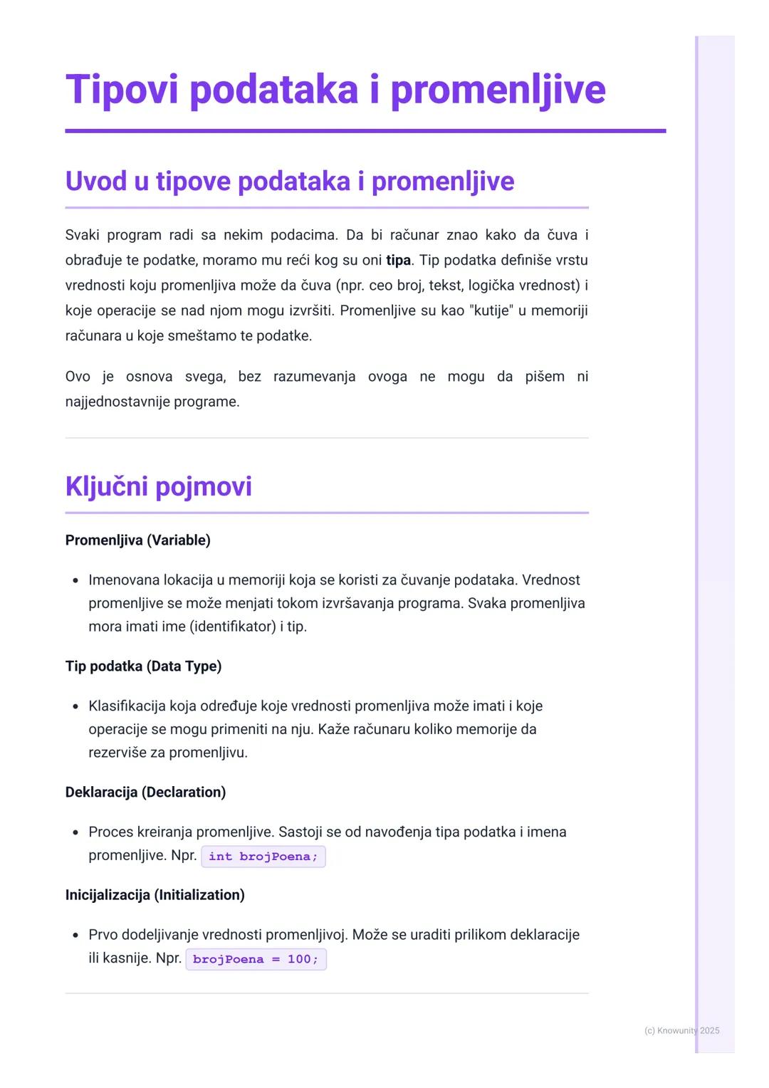 Tipovi podataka i promenljive