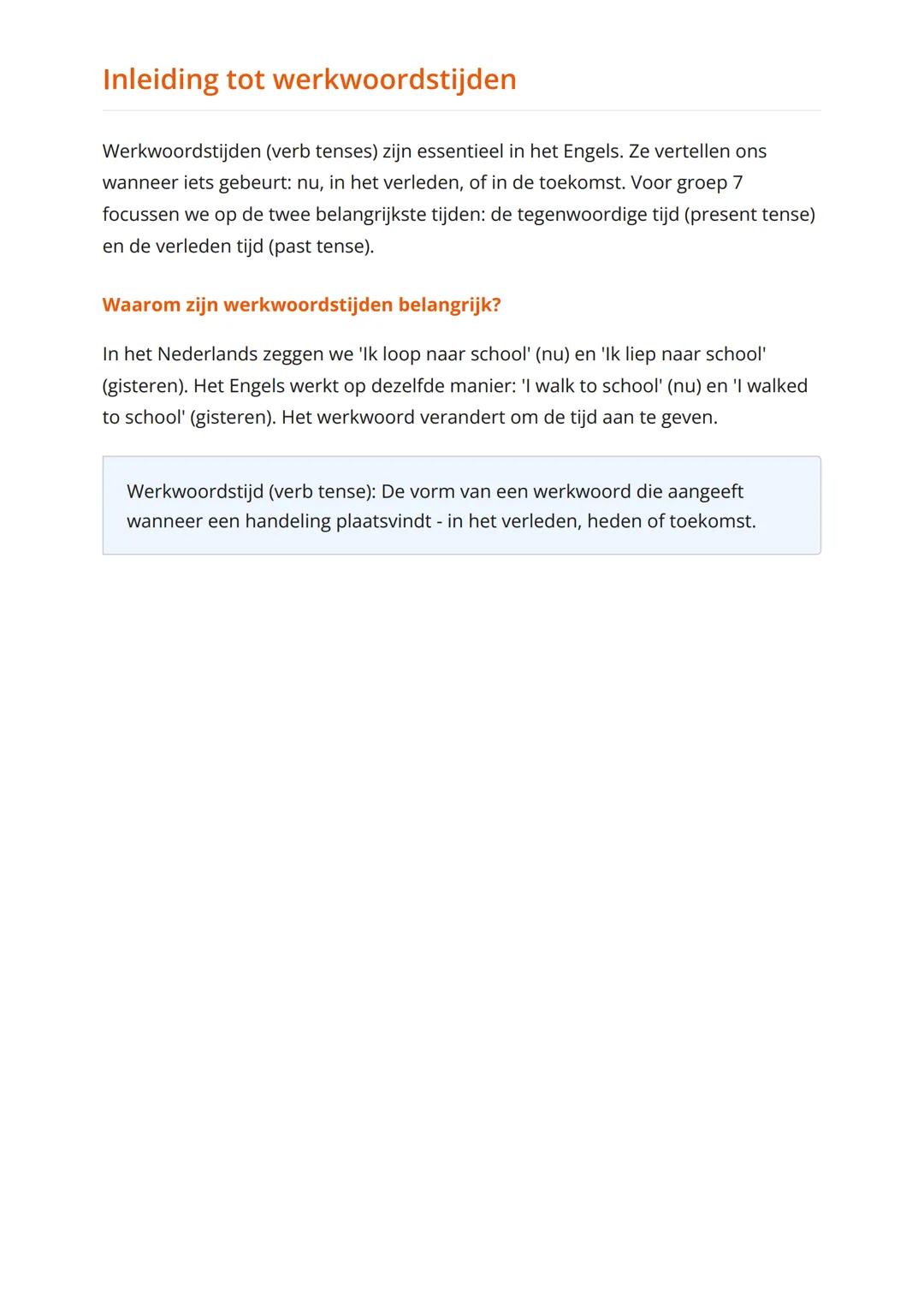 Engelse werkwoordstijden:
tegenwoordige en verleden tijd
Leer de basisregels van Engelse werkwoordstijden met praktische
voorbeelden
Engels 