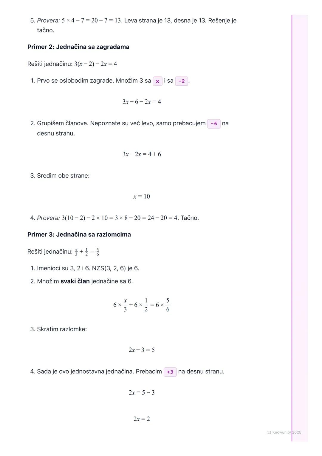 # Linearne jednačine sa jednom
nepoznatom

Uvod u linearne jednačine

Linearne jednačine su kao zagonetke gde treba da pronađemo vrednost
ne