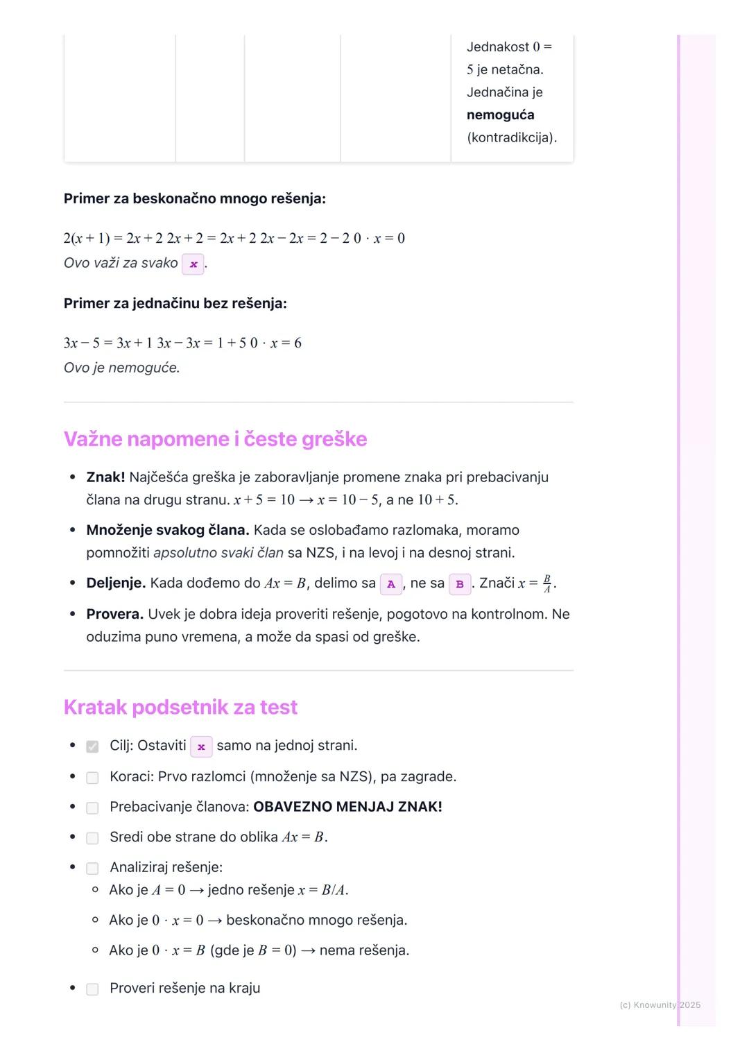 # Linearne jednačine sa jednom
nepoznatom

Uvod u linearne jednačine

Linearne jednačine su kao zagonetke gde treba da pronađemo vrednost
ne