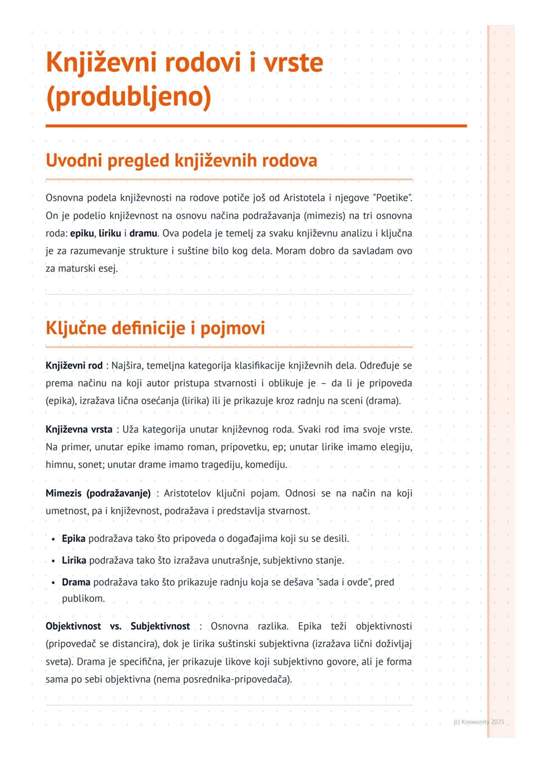 Književni rodovi i vrste (produbljeno)