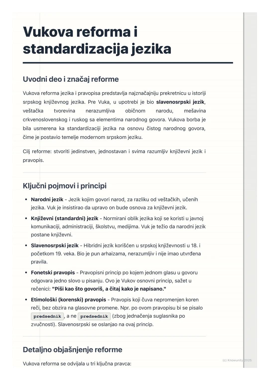 # Vukova reforma i
# standardizacija jezika

Uvodni deo i značaj reforme

Vukova reforma jezika i pravopisa predstavlja najznačajniju prekre