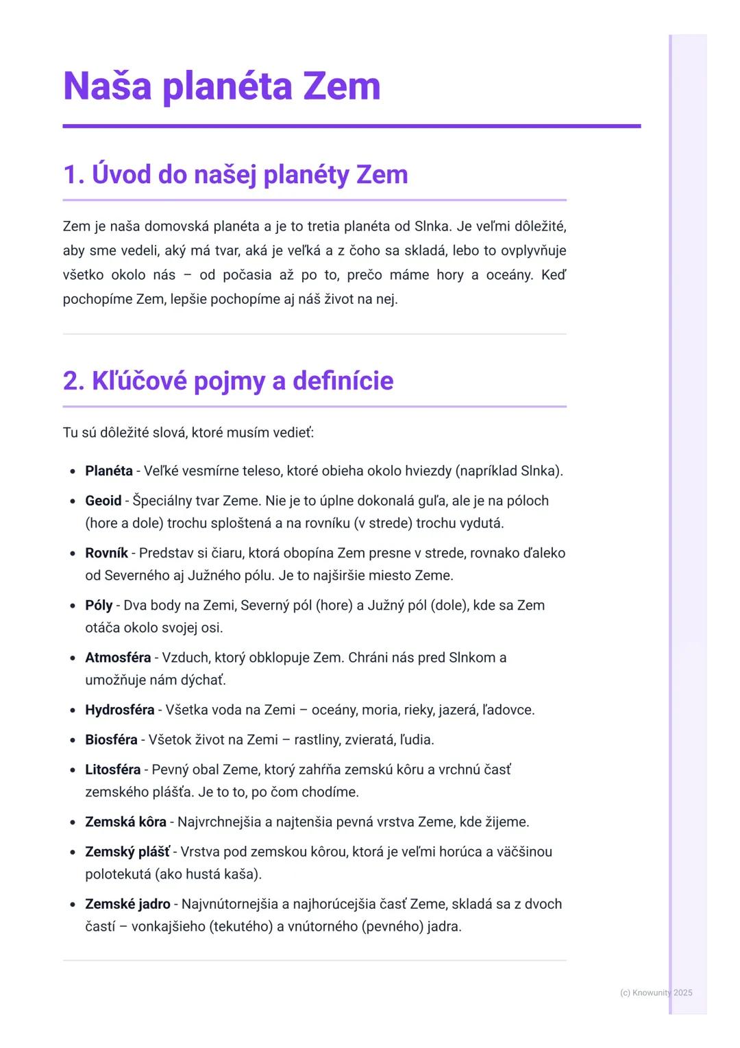 # Naša planéta Zem

## 1. Úvod do našej planéty Zem

Zem je naša domovská planéta a je to tretia planéta od Slnka. Je veľmi dôležité,
aby sm