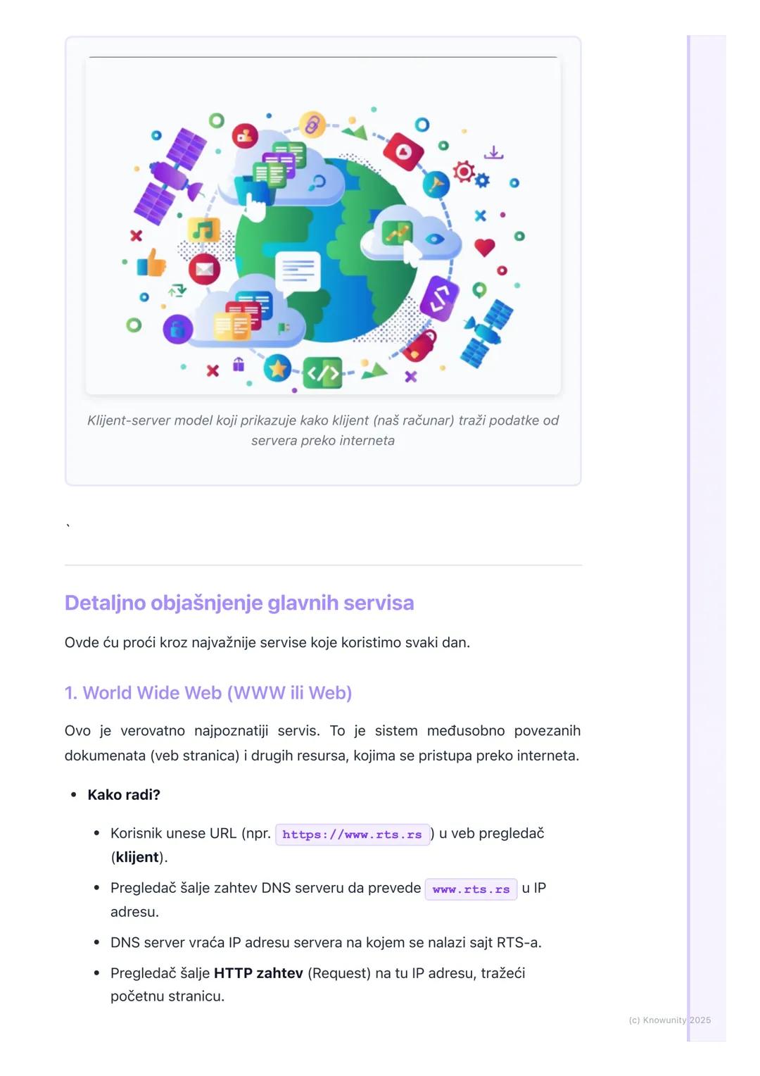 # Servisi Interneta

Uvod u servise interneta

Internet servisi su u suštini programi i protokoli koji nam omogućavaju da
koristimo internet
