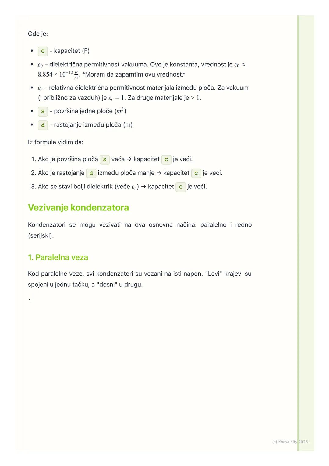 # Kondenzatori i Kapacitet

Uvod u kondenzatore

Kondenzatori su elektronske komponente čija je osnovna funkcija da skladište
električnu ene