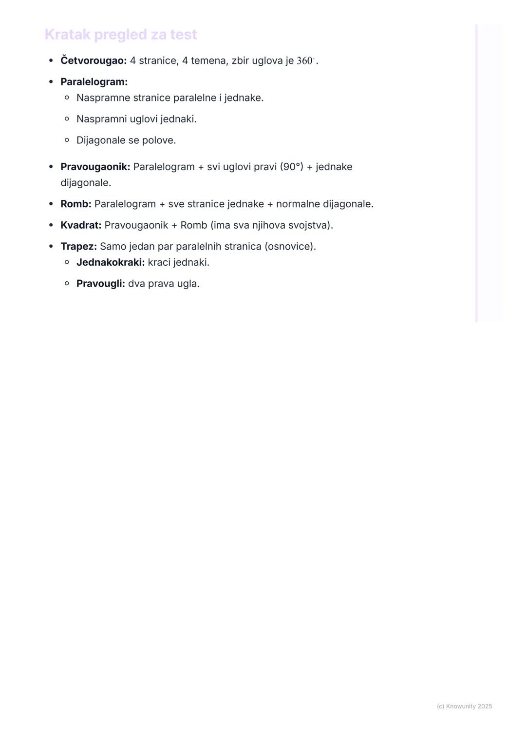 # Četvorougao

Uvod u četvorouglove

Četvorougao je geometrijska figura u ravni koja ima četiri stranice i četiri
temena (ugla). To je zatvo